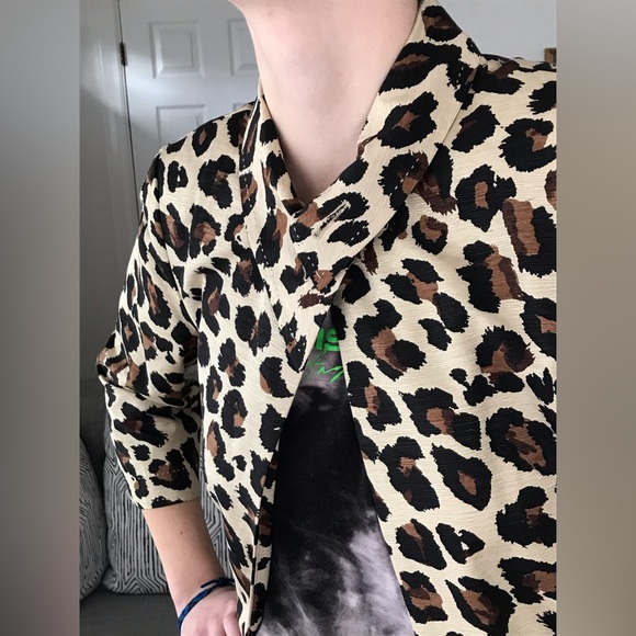 Silk Leopard Print NWT Jacket / Blazer Retro Rockabilly - size M - Picture 3 of 5